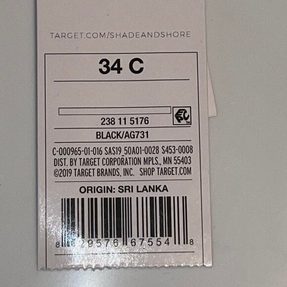 Shade & Shore Womens‎ Lightly Lined Plunge Wide Strap Ribbed Bikini Top Size 34C - Picture 6 of 8